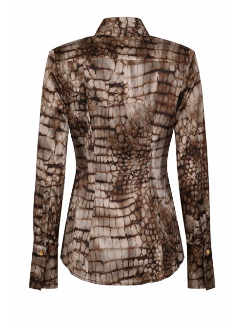 Camicia in raso con stampa alligatore Elisabetta Franchi | CA13161E2644